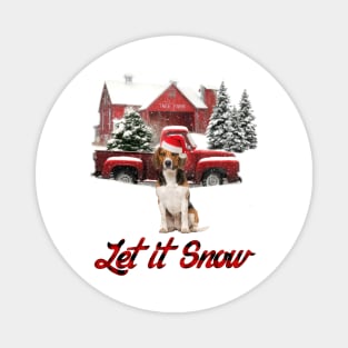 Beagle Let It Snow Tree Farm Red Truck Christmas Magnet